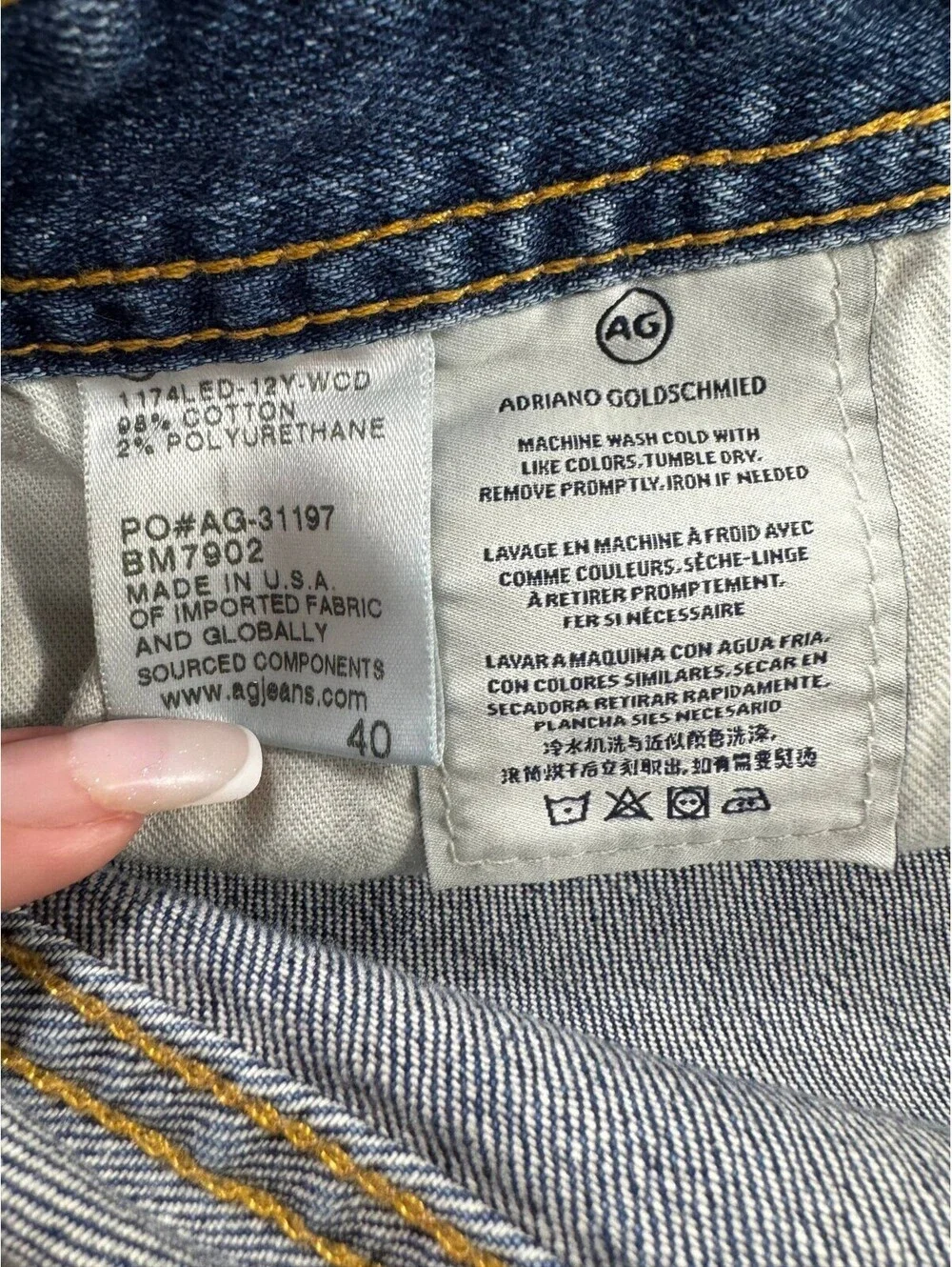 AG Adriano Goldschmied The Graduate Men’s Jeans Size 40x32 Blue Stretch